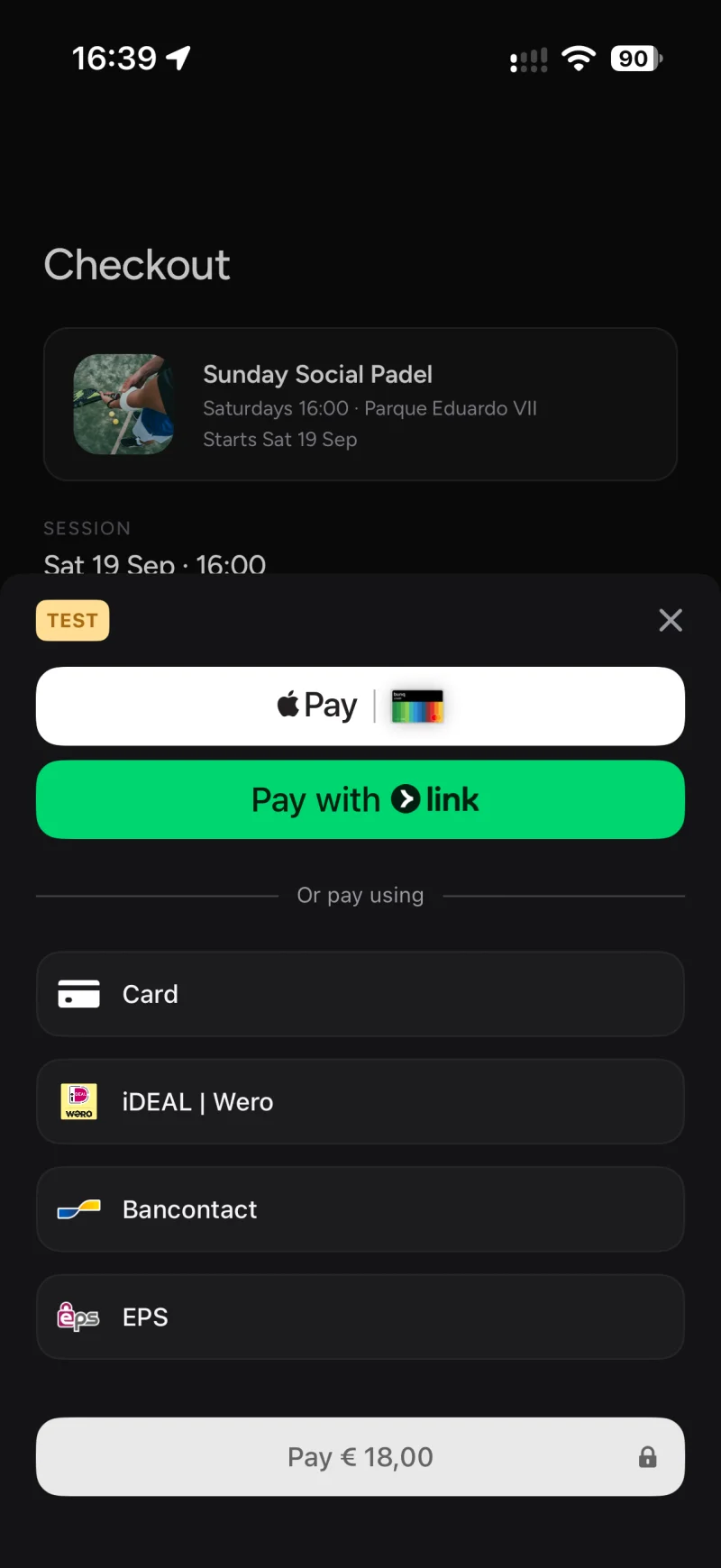 Checkout screen