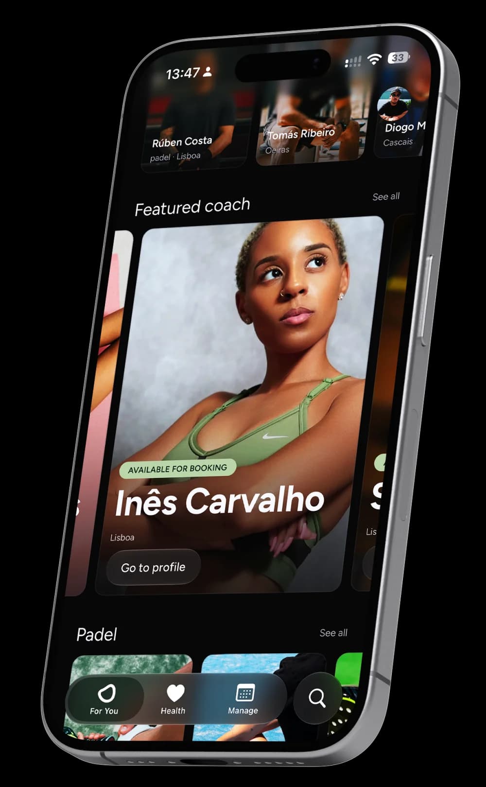 The app's coach list