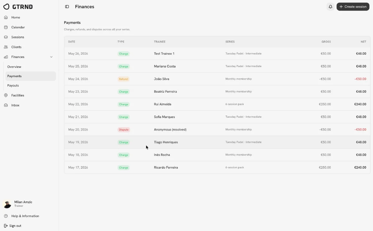 Payments list